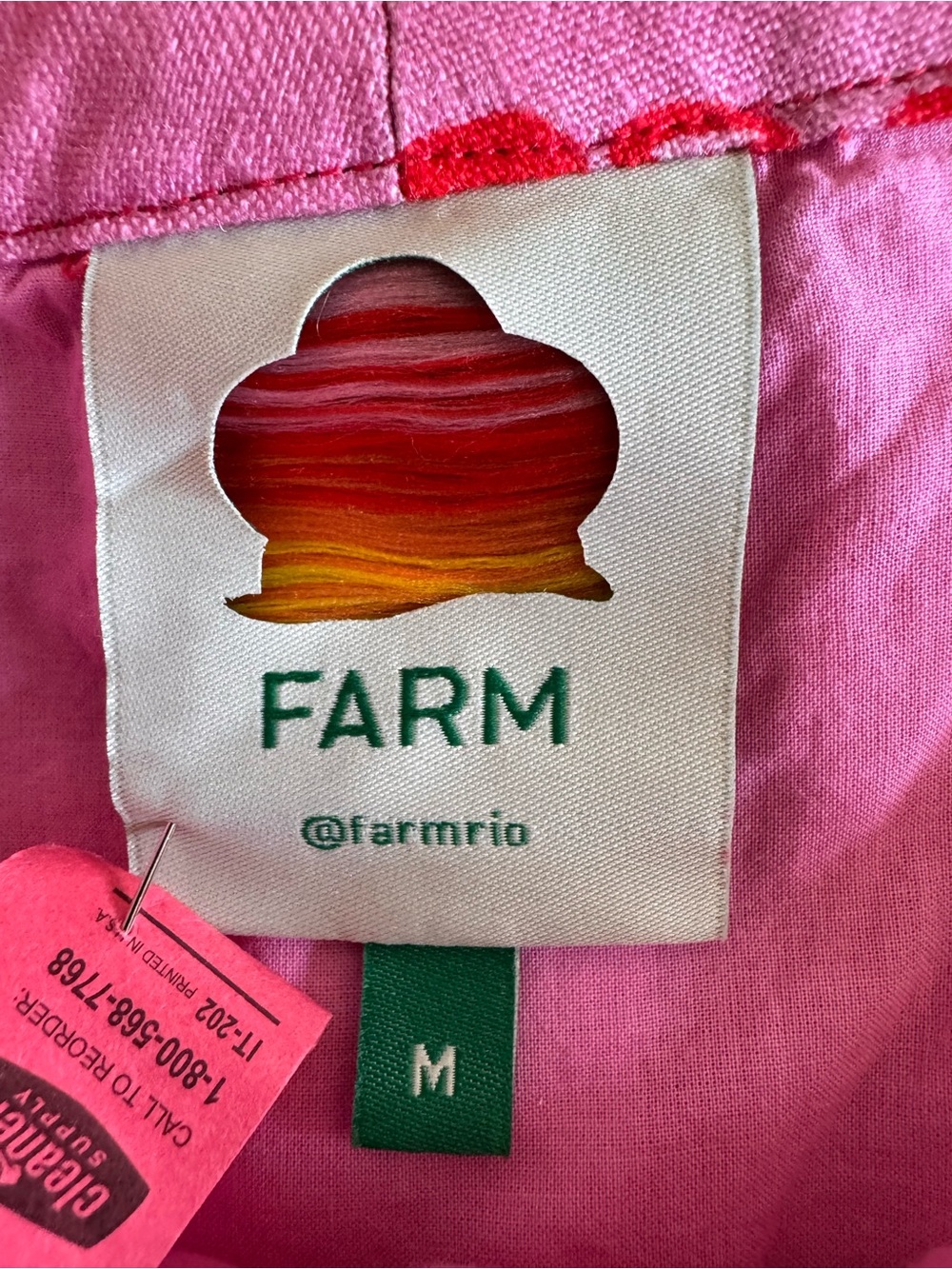 Farm Rio Octo Cool Red/Pink Linen Wrap Skirt - Picture 8 of 10